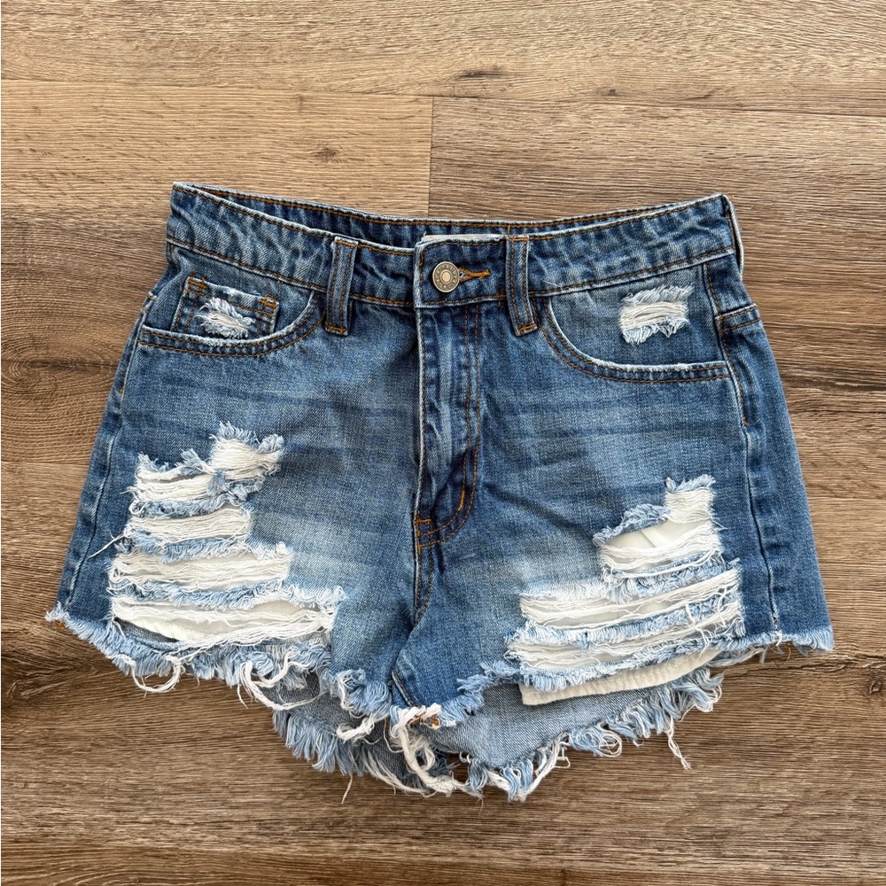 Nature Distressed Denim Shorts